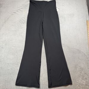 Aeropostale Aero Foldover Flare Leggings Women L Black Solid Stretch Adjustable